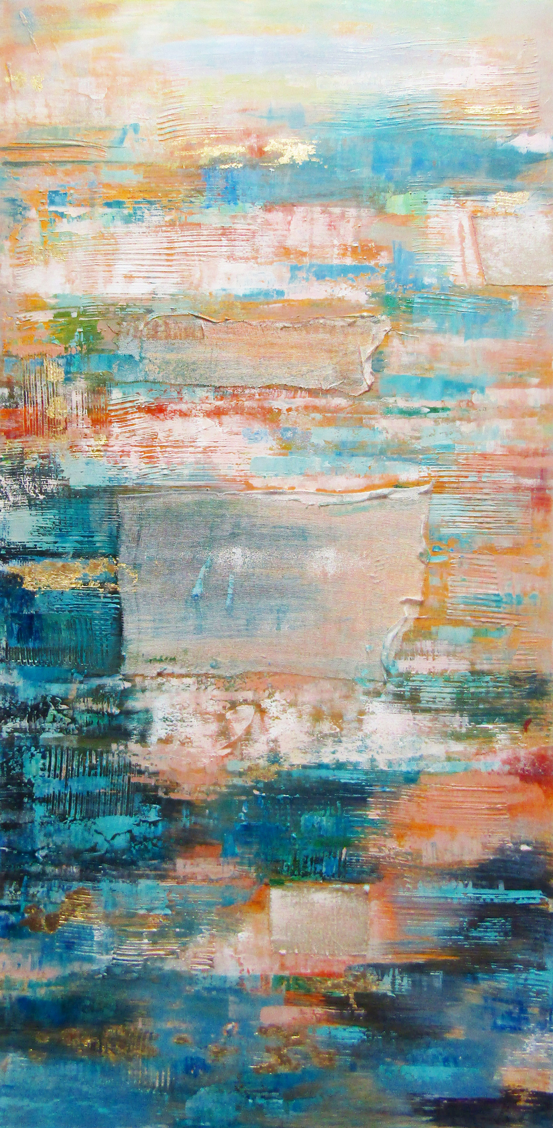 PXFC364 Wall décor art oil on canvas abstract blue pink red tones